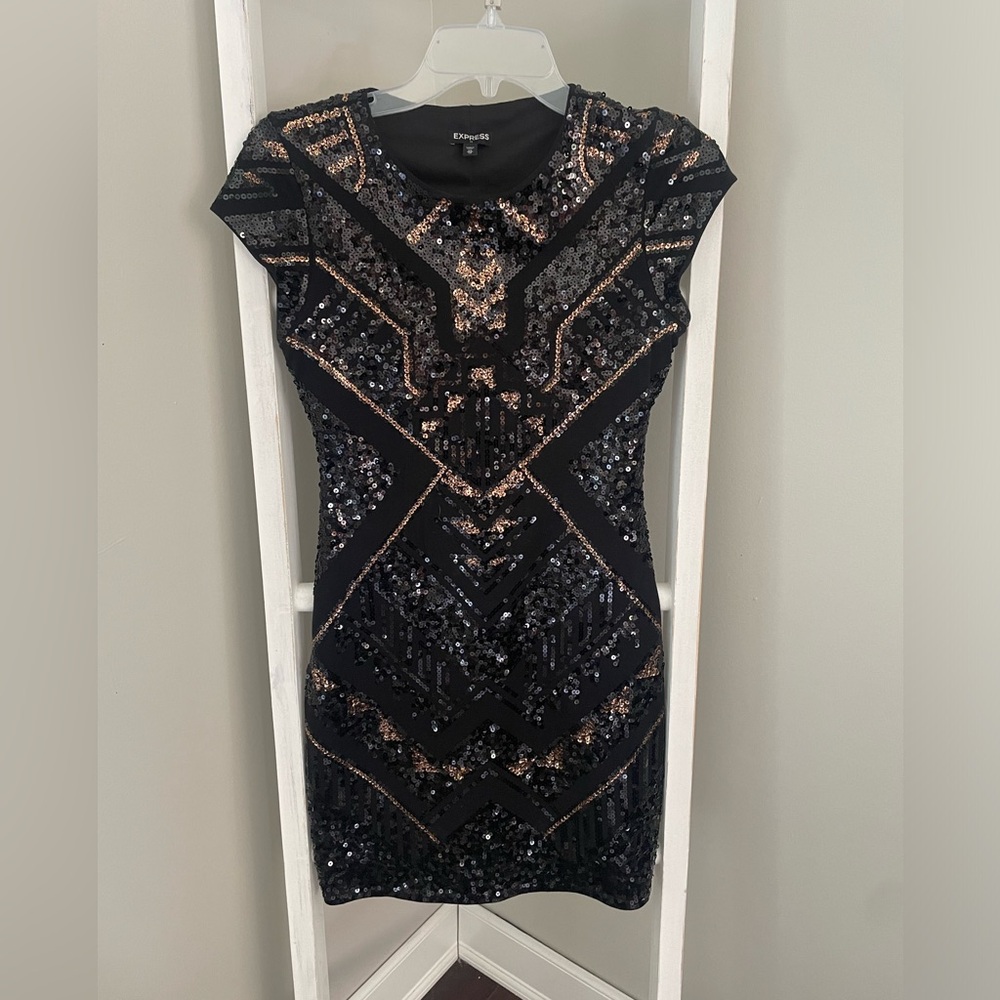 Sequin black and gold dress